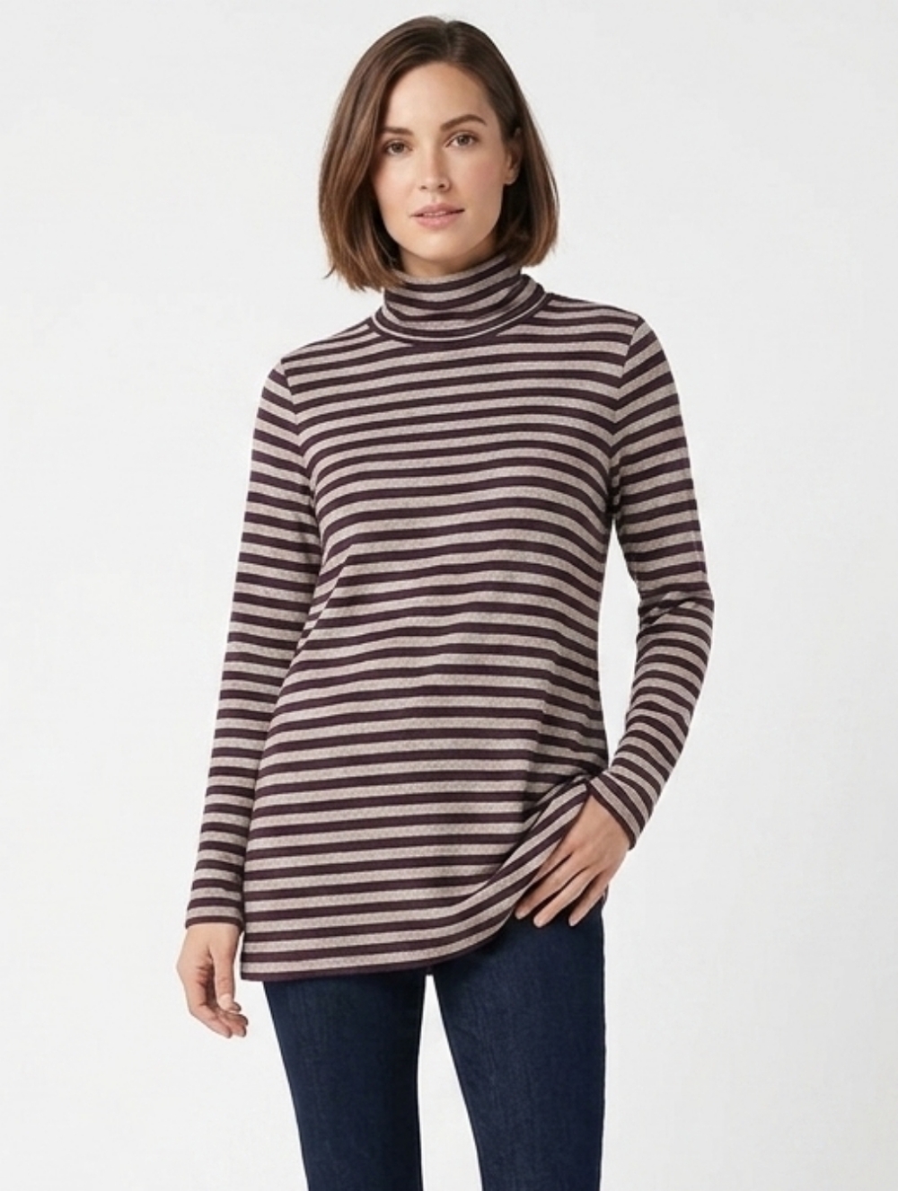 I Love DEX Long Sleeve Turtleneck in brown/gray size Large